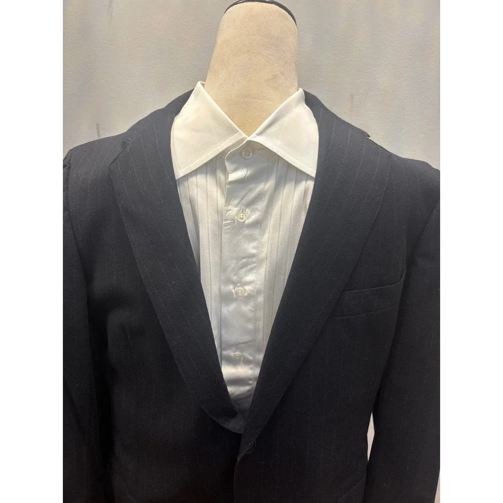 Paul Stuart Southwick Blazer Mens Navy Pinstripe Wool 2 Button Sport Coat sz 38